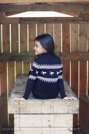 The Little Tailor Girls Kids Slim Fit Ski Design Knitted Christmas Jumper