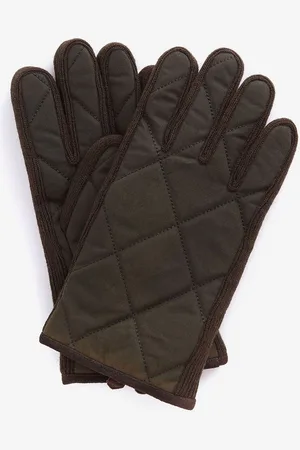 Barbour Mens Olive Winterdale Quilted Wax Gloves
