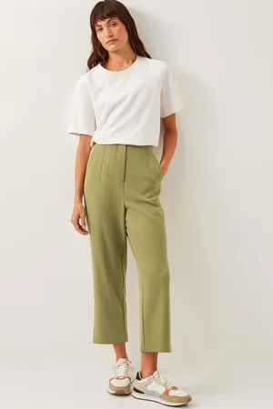 Monsoon Green Adeline High-Waisted Suit Trousers AU 24