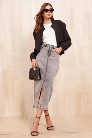Friends Like These Split Front Denim Midaxi Skirt AU 20