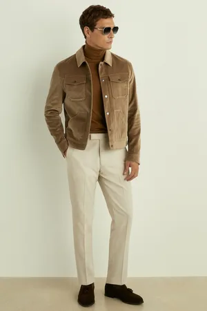 Reiss Mens Taupe Weir Cotton Blend Velvet Jacket