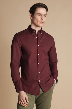 Charles Tyrwhitt Plain Slim Fit Button Down Stretch Washed Oxford 100% Cotton Shirt XL