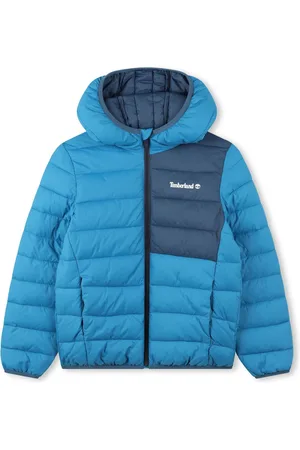 Timberland Boys 2 Tone Logo Hooded Puffer Coat