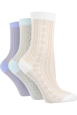 Wild Feet Womens Cropped Fancy Ankle Socks 3 Pack