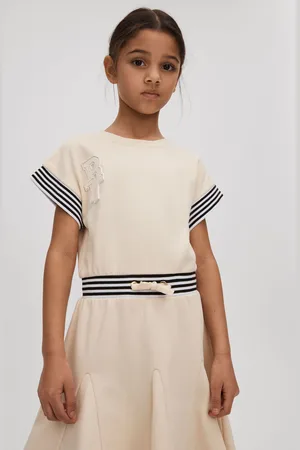 Reiss Girls Ivory Milo 9-13 yrs Cotton Blend Logo Dress