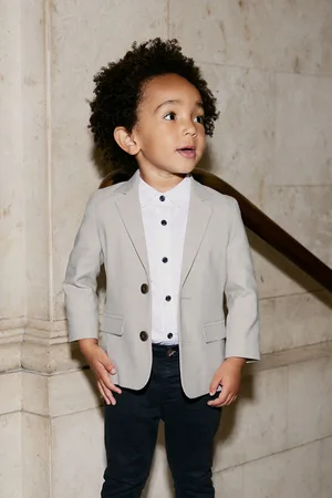 Next Boys Neutral Blazer With Linen (3mths-9yrs)