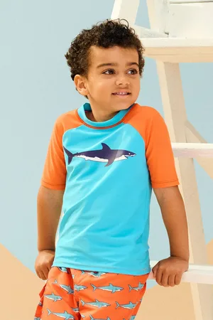 Hatley Blue Shark Short Sleeve Rash Vest 5 Years (110cm)