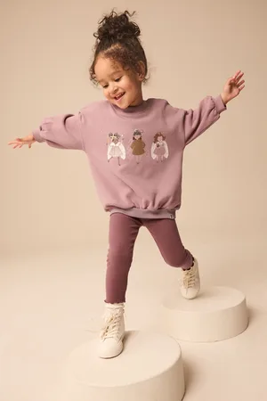 Next Girls Brown Sweatshirt and Leggings Set (3mths-7yrs)