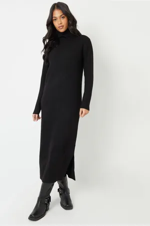 Threadbare Womens Roll Neck Knitted Maxi Dress