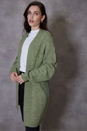 Threadbare Green Ladies Rozanna Cable Detail Cardigan AU 16