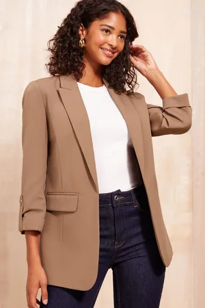 Friends Like These Womens Beige Edge To Edge Blazer