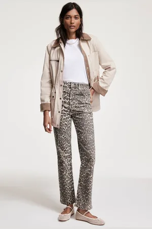 mint&berry Cream Leopard Print Slim Jeans AU 12 R