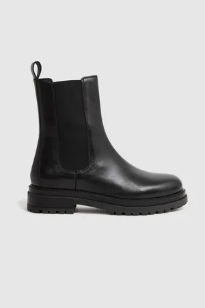 Reiss Black Thea Leather Chelsea Boots AU 8 (EU 39)