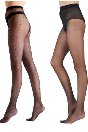 Pretty Polly Womens All Over Heart 10 Denier Gloss Tights 2 Pack