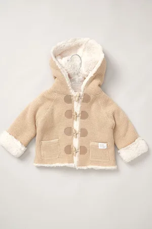 Rock-a-bye Baby Boutique Boys 100% Cotton True Knit Cardigan with Sherpa Lining