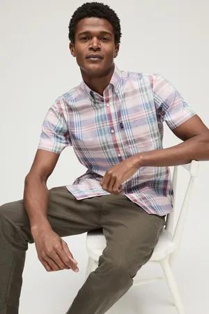 Next Easy Iron Button Down Short Sleeve Oxford Shirt L