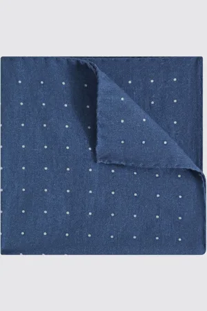 Reiss Mens Airforce Tuscan Cotton-Wool Polka Dot Pocket Square