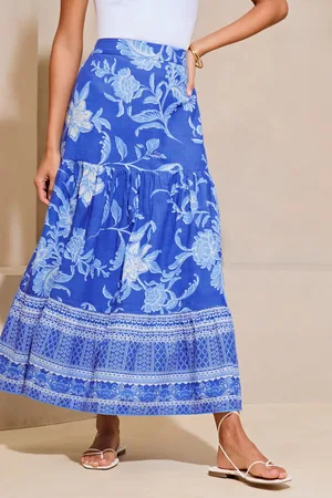 Lipsy London Womens Tiered Printed Midi Skirt