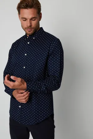 Threadbare Geometric Print Long Sleeve Shirt With Stretch L