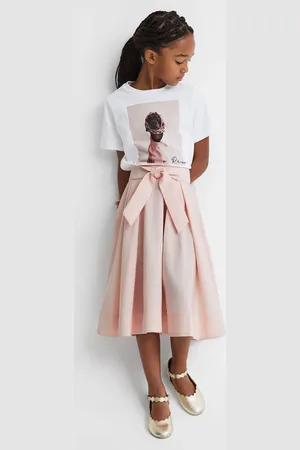 Reiss Girls Garcia 4-9 yrs Pleated Belted Taffeta Midi Skirt