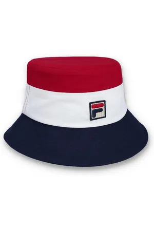 Fila Red Marco Tri Colour Bucket 100% Cotton Hat With Heritage Logo One