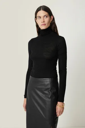 Jigsaw Womens Wool Jersey Polo Neck Top
