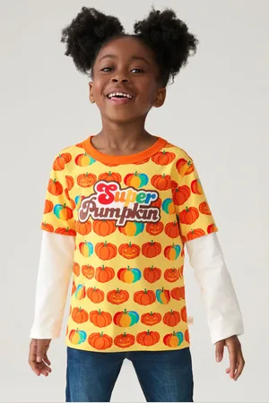 Little Bird Boys Pumpkin Long Sleeve Colourful Halloween T-Shirt