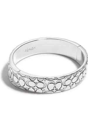 Coach Silver Quilted C Hinged Bangle Bracelet One