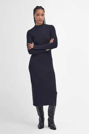 Barbour Womens Navy Francis Knitted 100% Cotton Midi Dress