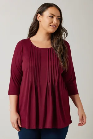 Evans Womens Blue 3/4 Sleeve Pintuck Top