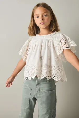 Reiss Girls Ivory Laverne 9-13 yrs Cotton Broderie Blouse