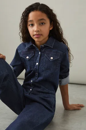 Reiss Blue Mira 9-13 yrs Wide-Leg Denim Jumpsuit 9