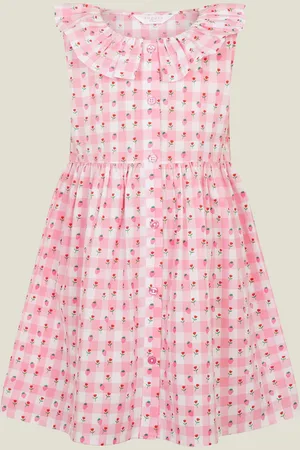 Accessorize Girls Sleeveless Gingham Strawberry 100% Cotton Dress 9
