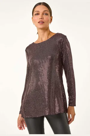 Roman Metallic Shimmer Cowl Back Tunic AU 12