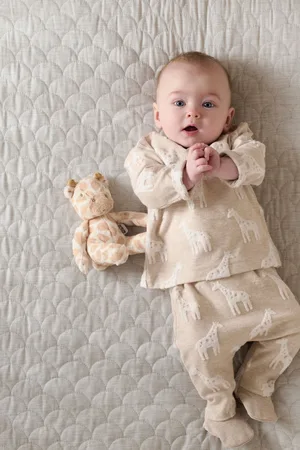 Mamas & Papas Giraffe Textured 2 Piece Outfit Set
