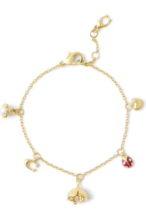 Coach Gold Tone Signature Floral Mini Charm Bracelet One