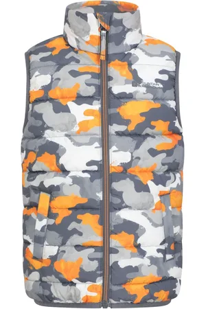 Mountain Warehouse Girls Grey Light Rocko Kids Printed Water Resistant Padded Gilet