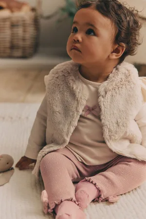 Next Girls Cosy Baby Long Sleeve Top and Leggings 3 Piece Set