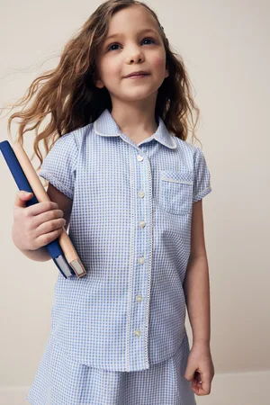 Next Girls Cotton Rich School Gingham Blouse (3-14yrs)