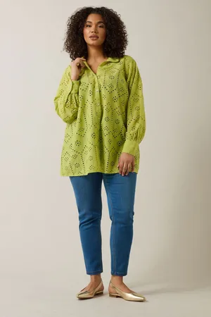 Evans Green Broidery 100% Cotton Blouse AU 16