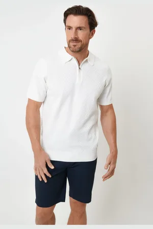 Threadbare Textured Front Quarter Zip Knitted Polo Shirt XL