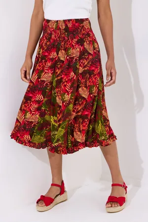 Joe Browns Palm Print Godet Skater Skirt AU 18