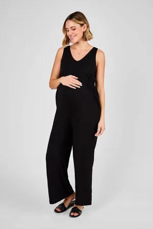 JoJo Maman Bébé Black Maternity Wide Leg Jersey Jumpsuit L