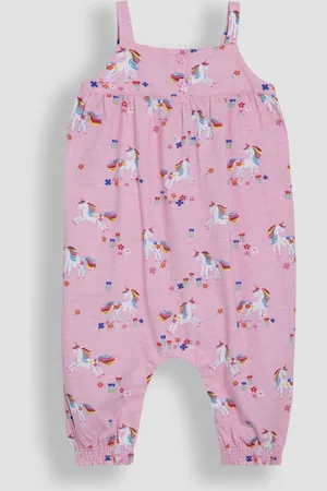 JoJo Maman Bébé Pink Unicorn Button Front Jumpsuit Upto 3 Months (50
