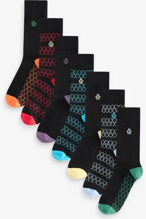 Jeff Banks Mens Recycled Cotton Fun Design Crew Socks 7 pack