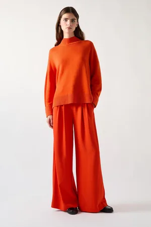 LK Bennett Orange Leigh High Neck Relaxed Jumper L