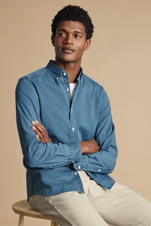 Charles Tyrwhitt Slim Fit Plain 100% Cotton Denim Shirt M
