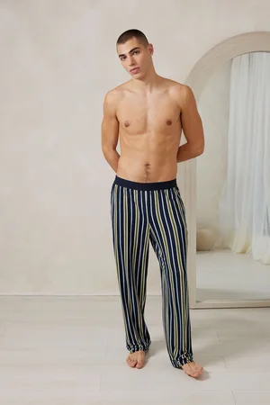 Chelsea Peers Black Multi Stripe Long Pyjama Bottoms L