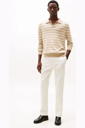 Tommy Hilfiger White Denton Stretch Structured Chino Trousers W34 L32