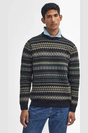 Barbour Black Case Crew Fairisle Pattern Jumper XL